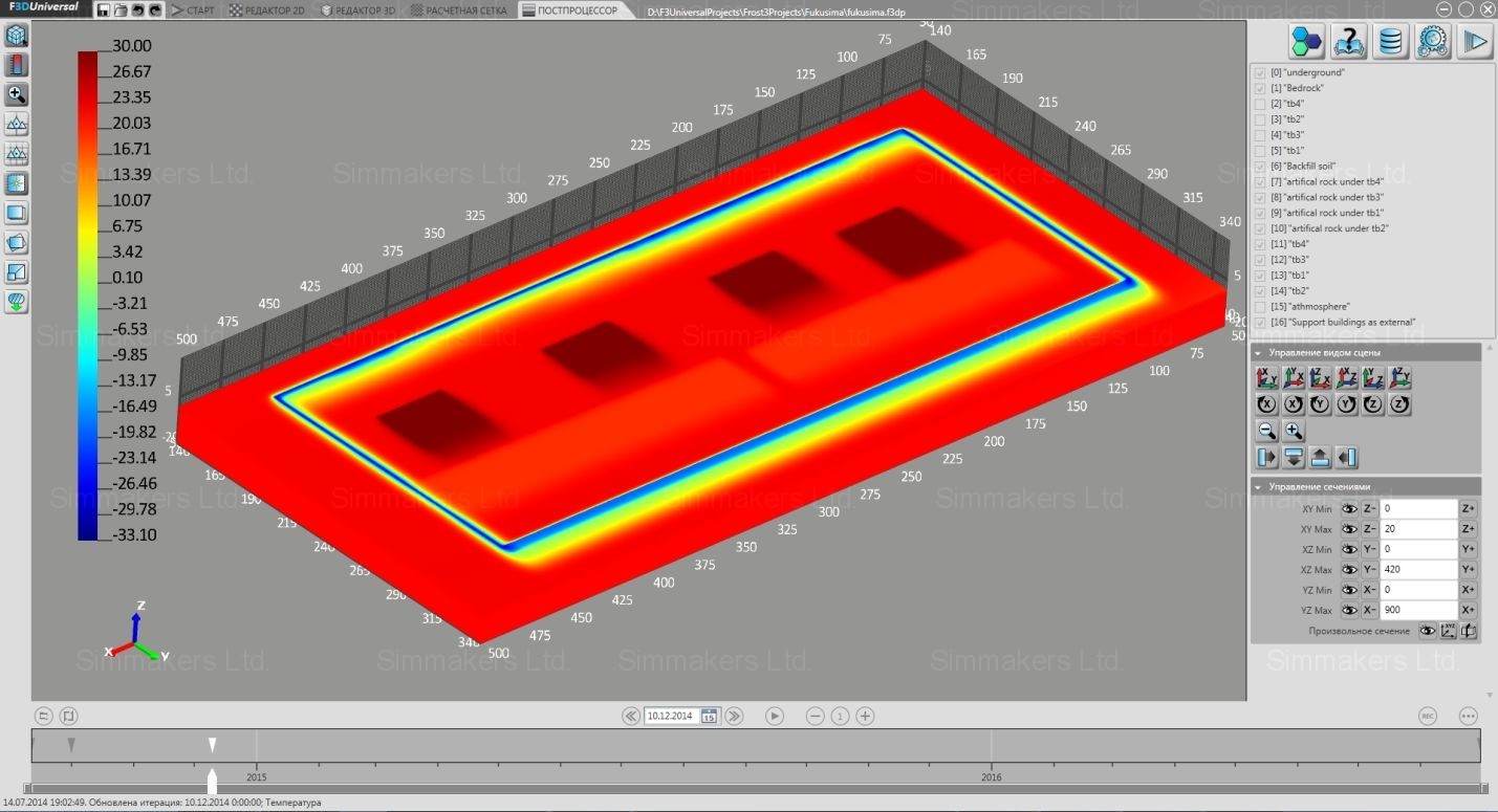 Temperature distribution after 3 months of cooling device operation Simulated results of temperature distribution after 3 months of cooling device operation