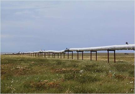 Pipeline bending due to thawing of the frozen ground